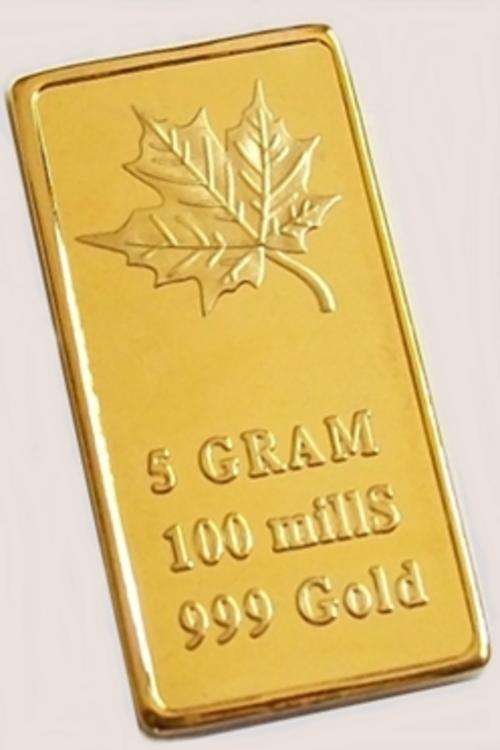 NEW!!!  5 Gram 100 MillS .999 Gold Maple Bar