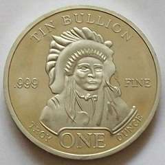 One Troy Oz .999 Fine Tin Buffalo Coin