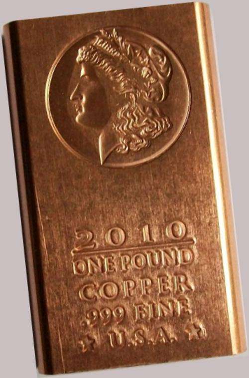 16 Oz (One Pound) 2010 .999 Fine Copper Morgan Dollar Bar