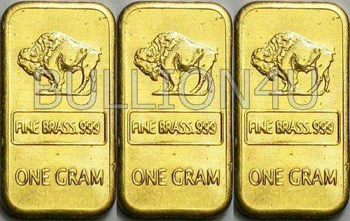 [2 BARS] 2 x 1 Gram  NEW Buffalo Brass Bars!!!!
