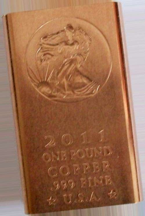 16 Oz (One Pound) 2011 .999 Fine Copper Walking Liberty Bar