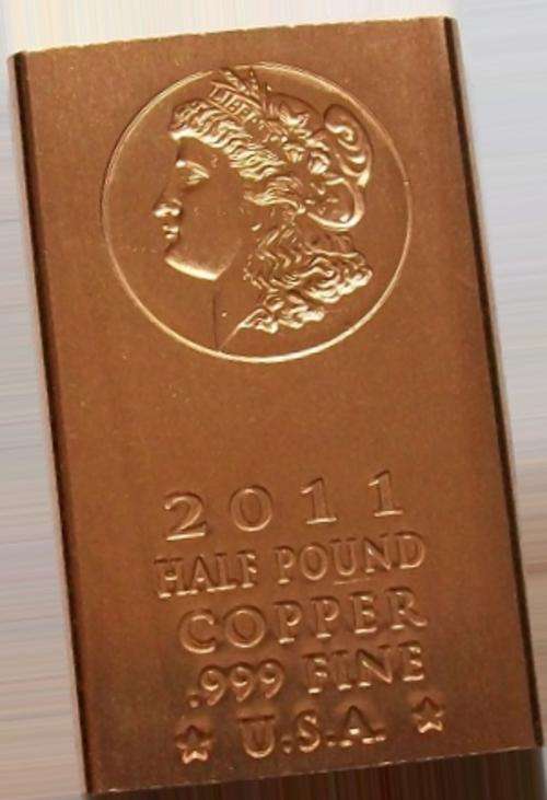 8 Oz (Half Pound) 2011 .999 Fine Copper Morgan Dollar Bar