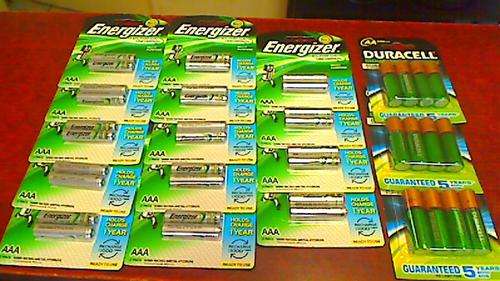 Energizer Rechargeable Batteries x 28AAA + Duracell Rechargeable 12 AA = 40 Batteries