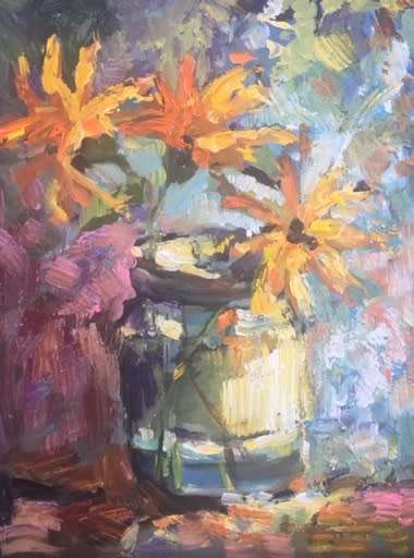 Flowers in glass jar  (300 x 400) by Lofty