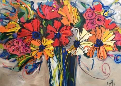 Flowers (550 x 750) on canvas by Lofty . Unframed