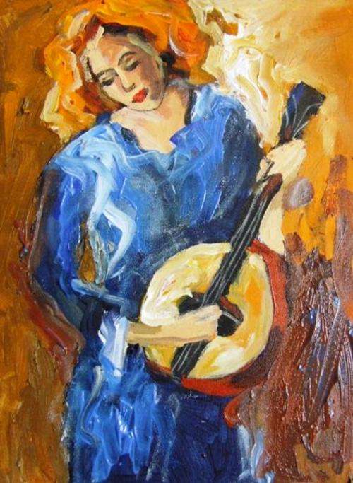 Musician (250 x350)  Acrylic on canvas board. Unframed.