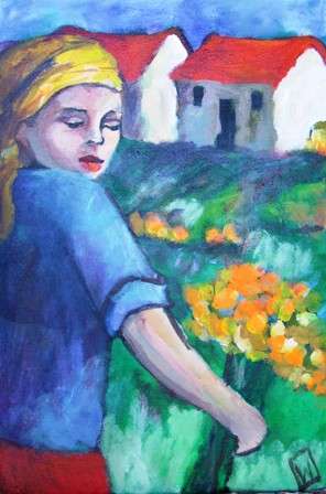 Picking flowers (400 x 600 ) . Unframed.