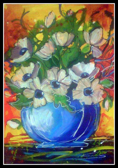 Oil glazed Acrylic on canvas.(500 x 700) Large painting.