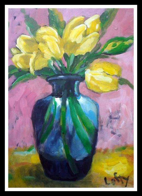 Tulips .Original acrylic on board.