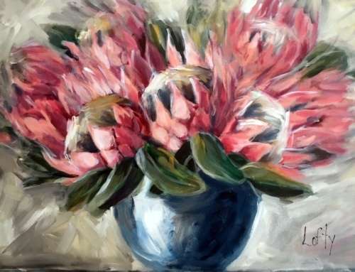 Protea's (800 x580). on canvas by Lofty
