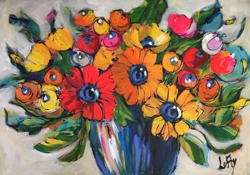 Flowers. (530 x 750) Acrylic mixed media on canvas,Studio art