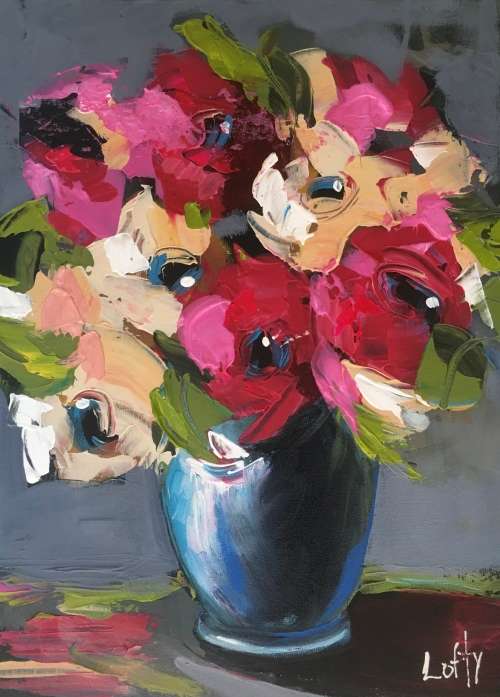 Textured Flower`s (340 x 460) Acrylic on canvas