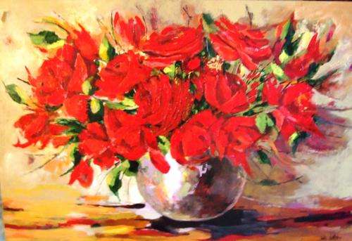 Original painting by Lofty Eaton.(1200x800)  Palette knife roses