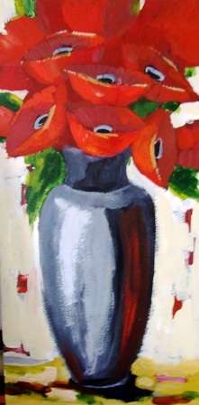 Red Poppies 2 by Lofty Eaton (600x300) Acrylic on board.