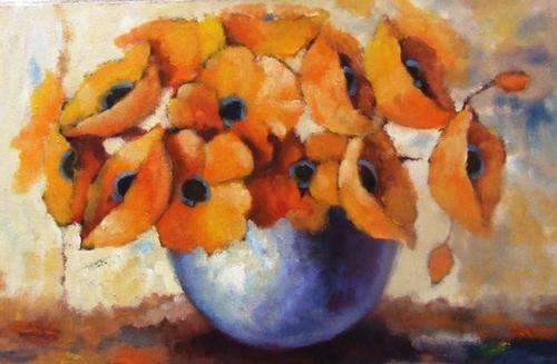 Lofty Eaton.(400 x 600) Yellow Poppies. Oil on board.