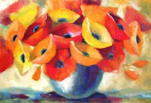 Original Lofty Eaton painting.(400 x 600)  Poppies. Oil on board.Unframed.