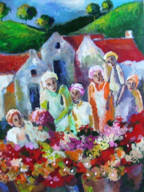 Original painting by Lofty Eaton.(740x1140) Friends.Acrylic on canvas.Large painting.