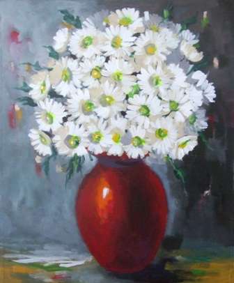 Original painting by Lofty Eaton.(550x700) "Flowers in vase".Acrylic on canvas.Unframed.