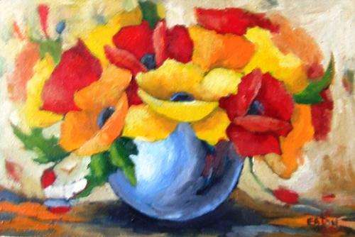 Original Lofty Eaton painting.(400 x 600)  Poppies. Oil on board.Unframed.