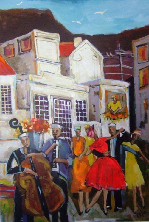 Original Lofty Eaton painting.(740x1160) "Kaapse jolyt".Acrylic on canvas.Unframed. Large painting