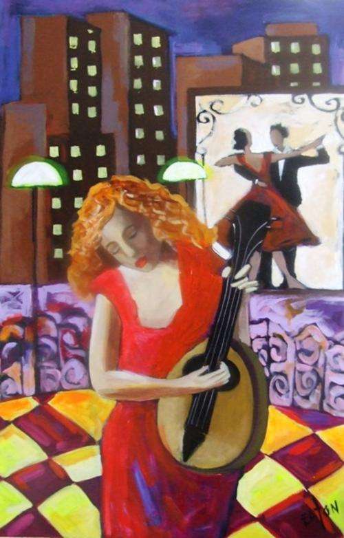 Dancing in the street (740x1160) .Acrylic on canvas.Unframed. Large painting !!