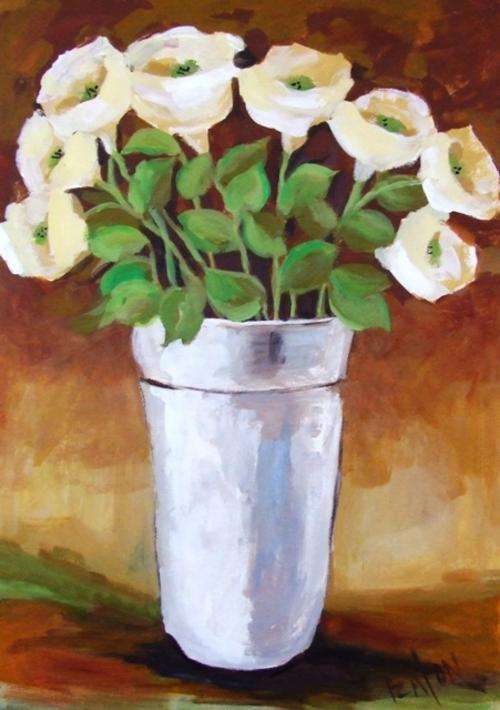 White flowers (520x760)  Acrylic on canvas.Unframed.
