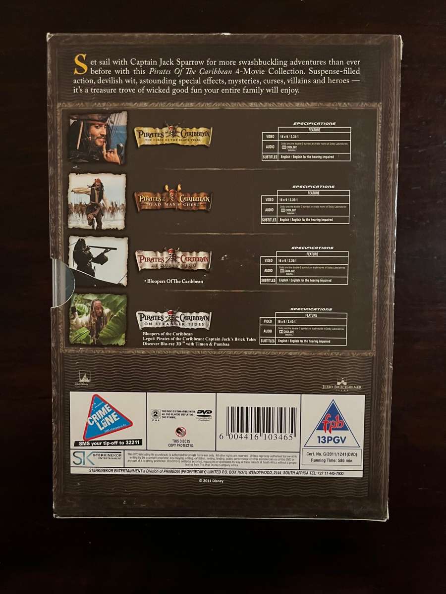 Pirates of the Caribbean 4DVD Boxset South African Press