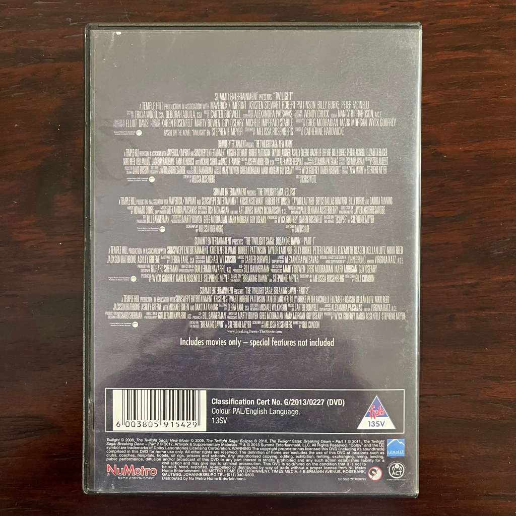 The Twilight Saga Complete Collection 5DVD Set South African Press