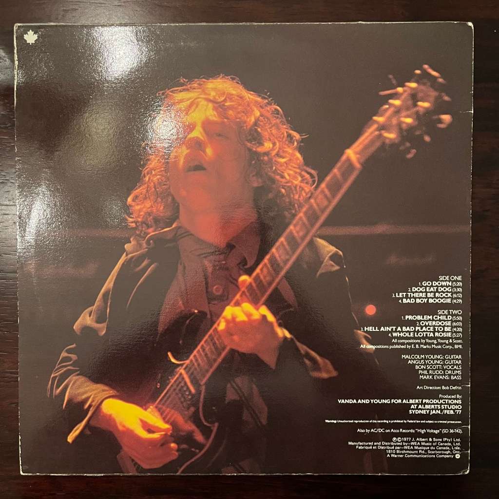 AC/DC - Let There Be Rock Vinyl LP Canadian Press
