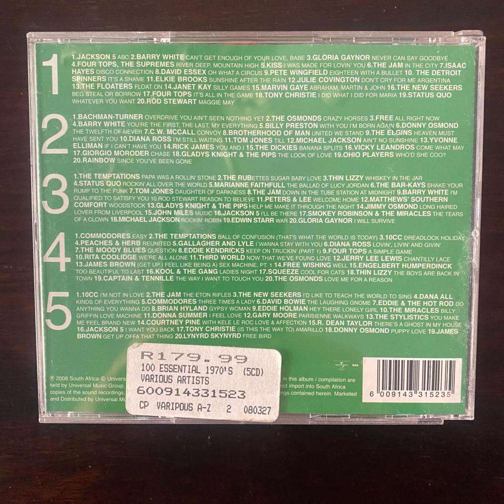 100 Essential 1970s 5CD Boxset Jackson 5 Temptations The Jam Thin Lizzy James Brown