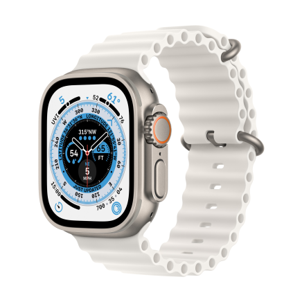 Apple Watch Ultra GPS + Cellular, 49mm Titanium Case with White Ocean Band