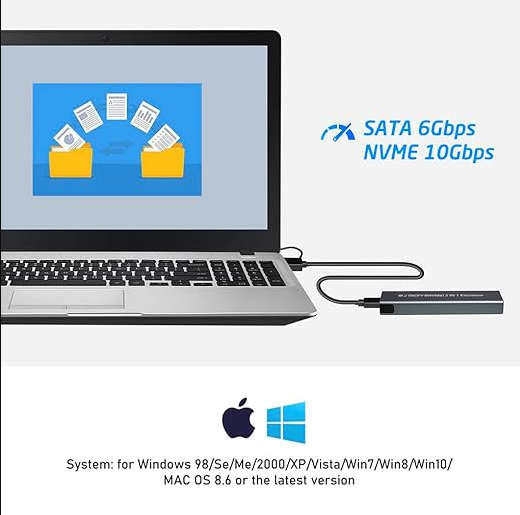Aluminum M.2 NVME and NGFF SATA SSD Enclosure Adapter (B+M Key/M Key)