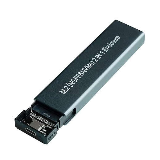 Aluminum M.2 NVME and NGFF SATA SSD Enclosure Adapter (B+M Key/M Key)