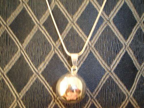 Sterling Silver Ball (Bell) Pendant + Silver Snake Chain