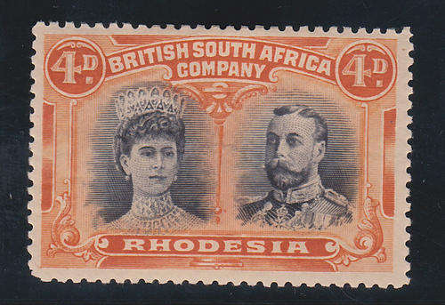 1910 Rhodesia 4d Double Head - SACC 140 - Unplated
