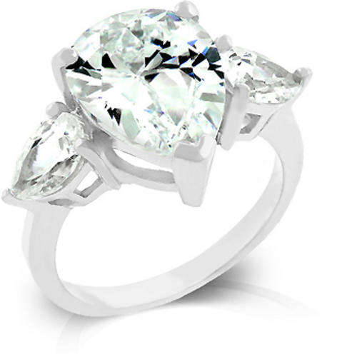 *** 6.25CT  WHITE GOLD PLATED PEAR CUT DIAMOND CZ RING***