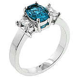 ***  WHITE GOLD PLATED BLUE TOPAZ CZ RING -- R1 NO RESERVE!!