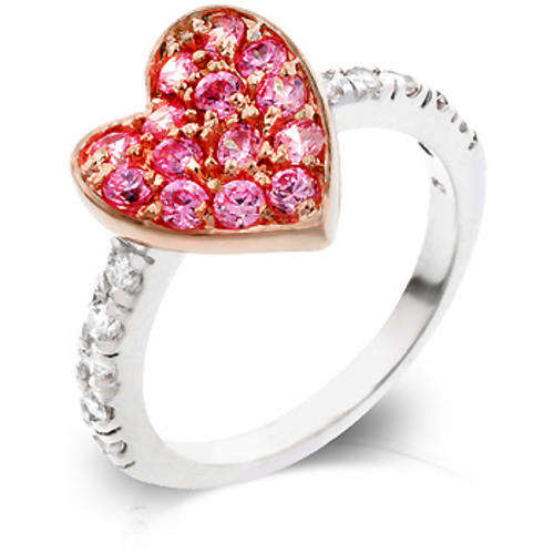***  14K YELLOW & WHITE GOLD PLATE HEART COCKTAIL RING ***