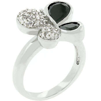 ***  WHITE GOLD PLATED BUTTERFLY CZ  RING ***