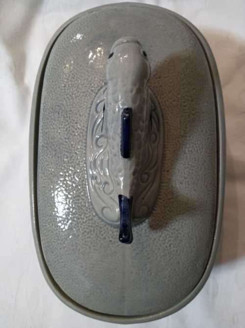 STUNNING SALT GLAZE FISH TUREEN (STAFFEL STONEWARE)