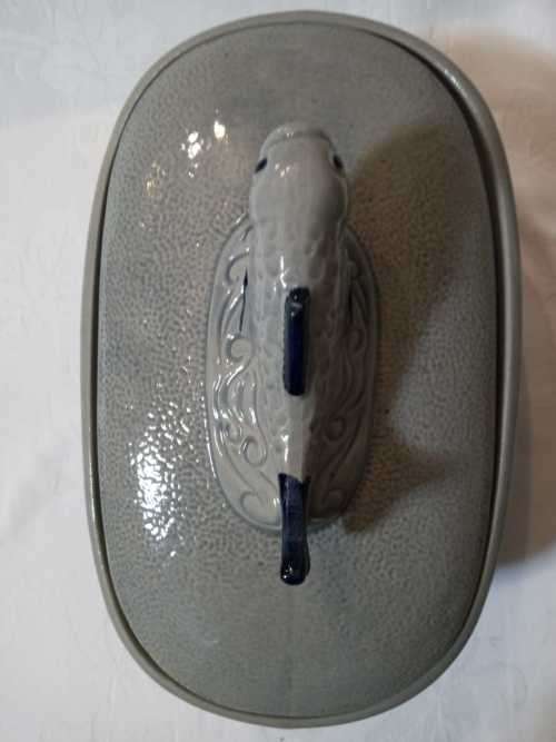 STUNNING SALT GLAZE FISH TUREEN (STAFFEL STONEWARE)