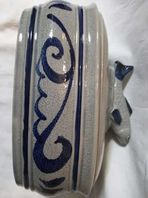 STUNNING SALT GLAZE FISH TUREEN (STAFFEL STONEWARE)