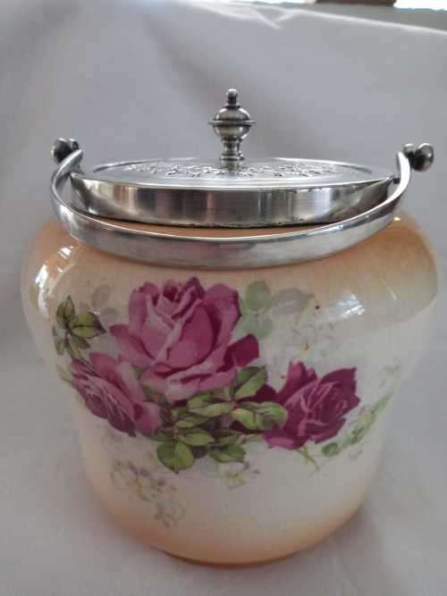 ANTIQUE DEVON WARE BISCUIT BARREL