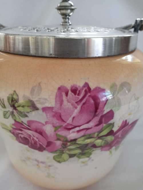 ANTIQUE DEVON WARE BISCUIT BARREL
