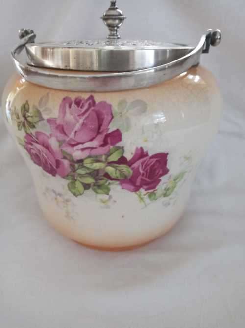ANTIQUE DEVON WARE BISCUIT BARREL