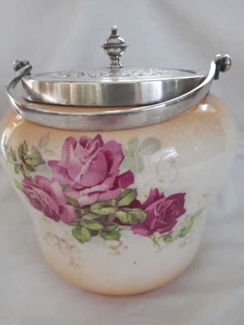 ANTIQUE DEVON WARE BISCUIT BARREL