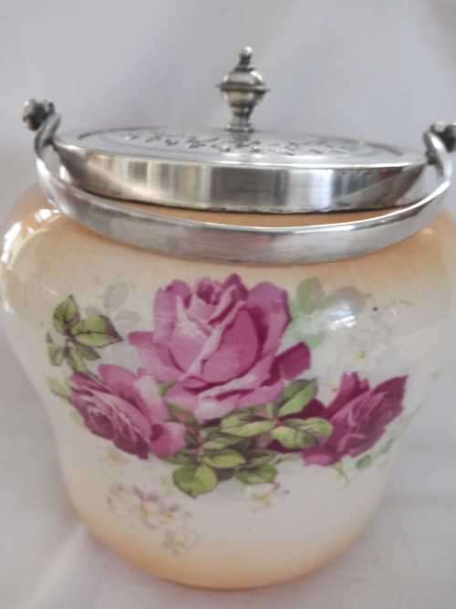 ANTIQUE DEVON WARE BISCUIT BARREL