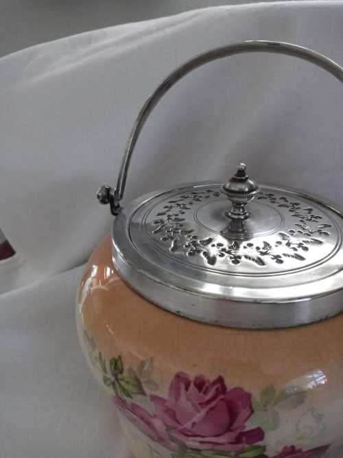 ANTIQUE DEVON WARE BISCUIT BARREL