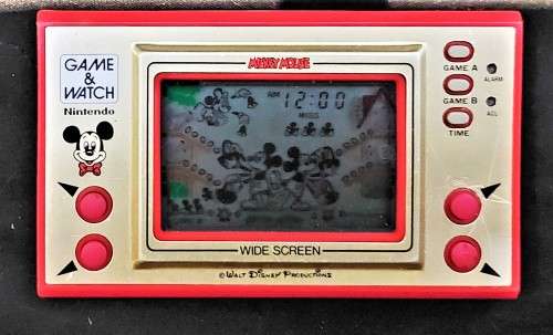 VINTAGE NINTENDO GAME AND WATCH MICKEY MOUSE (MC-25) WIDE SCREEN SERIES 1981.
