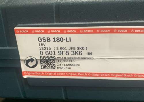 Bosch GSB 180-LI Impact Drill 1 x 2,0Ah Battery, Charger and Case included.